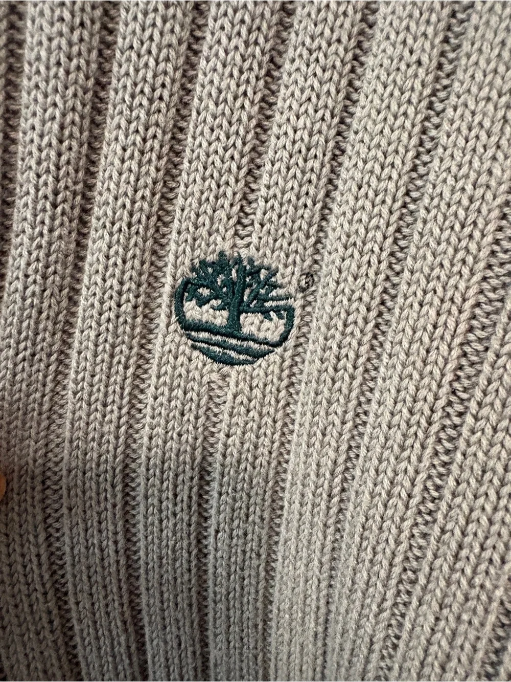 Vintage Timberland Men's Olive Ribbed Crewneck Sweater